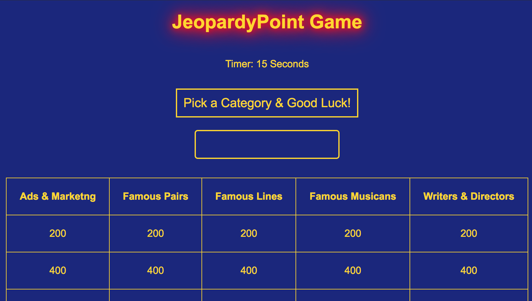 Test your fans with a Jeopardy-Style game